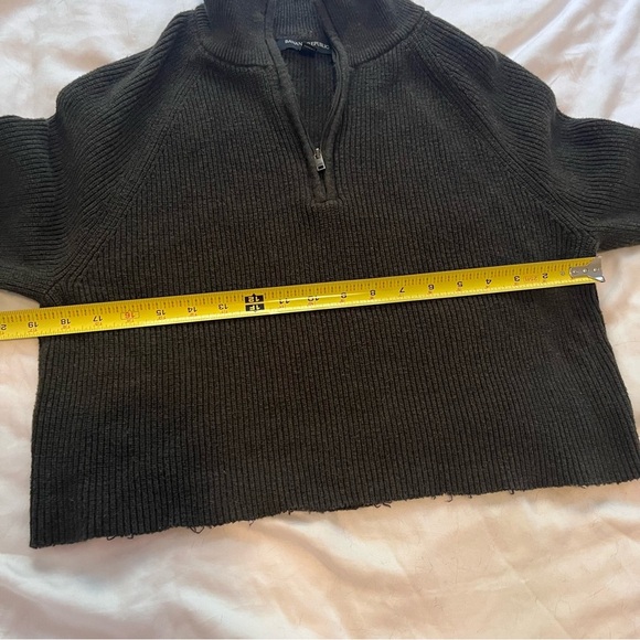 Banana Republic 1/4 Zip Knit Sweater Cropped Olive Green Women’s Medium - Picture 10 of 11